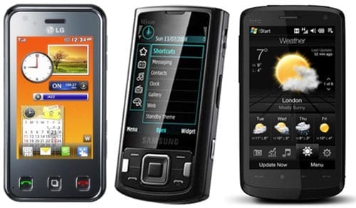 LG KC910 - Samsung i8510 - HTC Touch HD