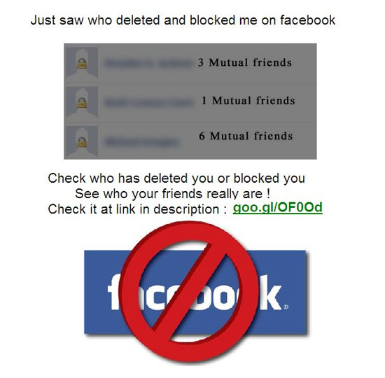 Just saw who deleted and blocked me on facebook Just saw who deleted and blocked me on facebook