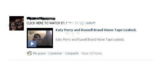 H Katy Perry και ο Russell Brand χρησιμοποιήθηκαν ως «δόλωμα» για τη διάδοση νέου Facebook Worm