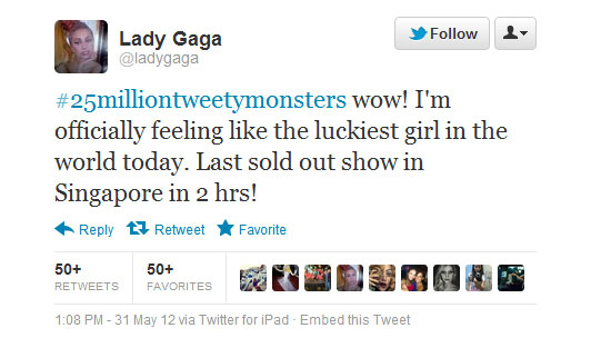 Το tweet της Lady Gaga για την πρωτιά της σε followers στο Twitter