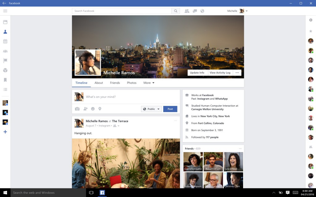 Facebook for Windows 10