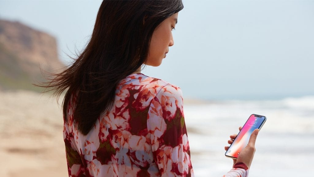 Apple iPhone X face recognition beach