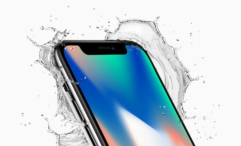 Apple iPhone X top corner splash