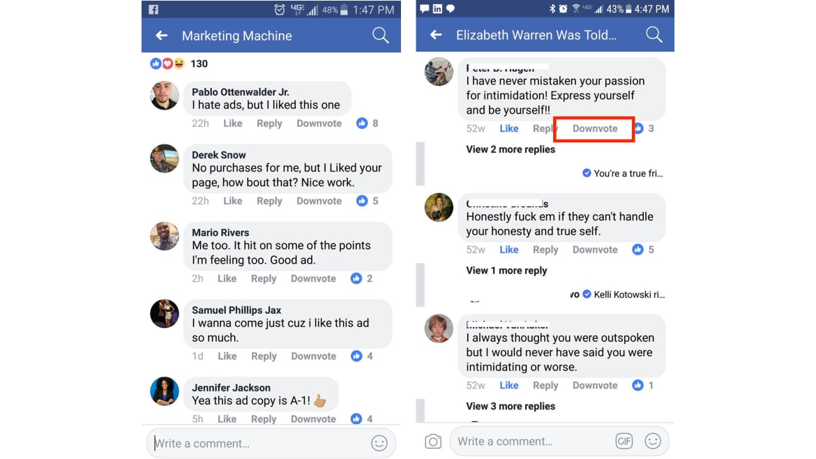 Facebook Downvote button