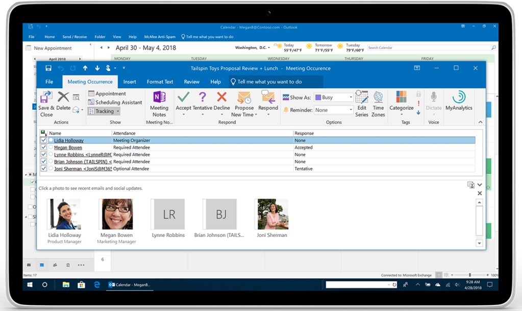 Microsoft Outlook RSVP tracking