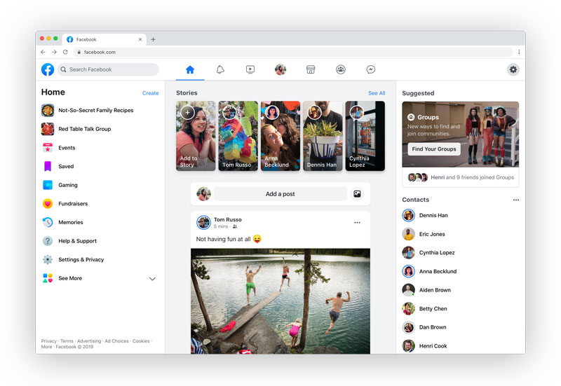 Facebook redesign 2019 News Feed