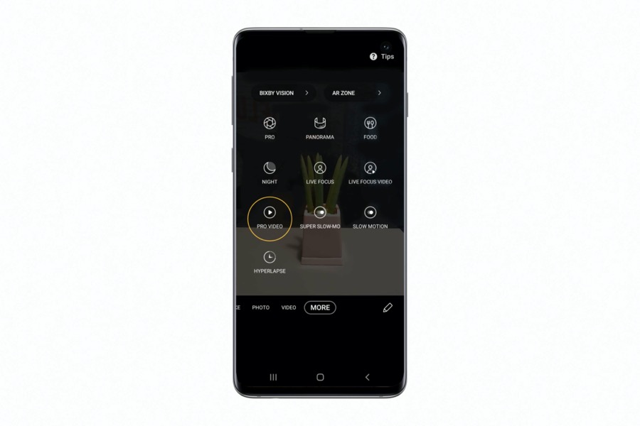 Samsung Galaxy S10 pro mode